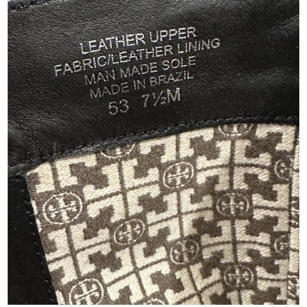 Tory Burch Donavan Riding Boots Black Leather Gold Logo Harness Knee High 7.5 - Picture 15 of 16